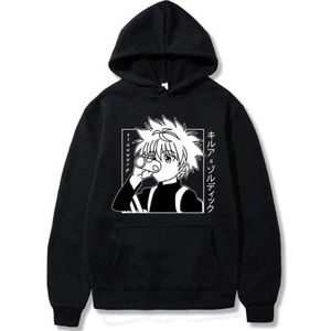Hunter X Hunter Kawaii Killua Zoldyck black Hoodie, this is size L